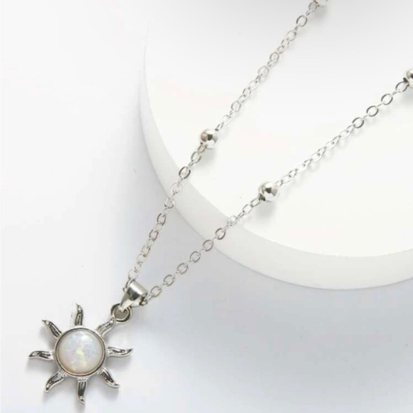 Silver Sun Pendant Chain Necklace - Picture 1 of 2